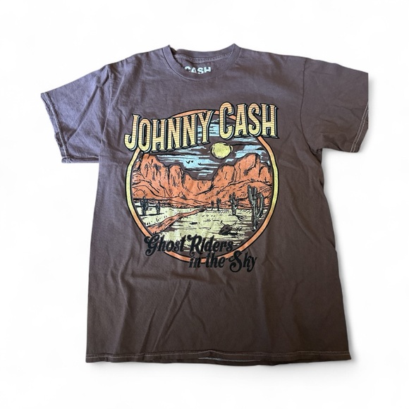 Ash Brown Graphic Tee with Desert Print - Picture 1 of 2